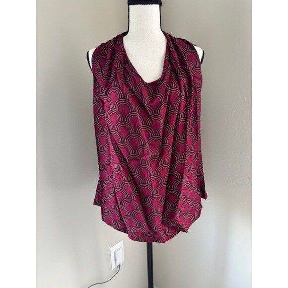La Mer Luxe Sleeveless Chelsea Top Sz M Cannes Crimson Black NWT - Picture 1 of 2
